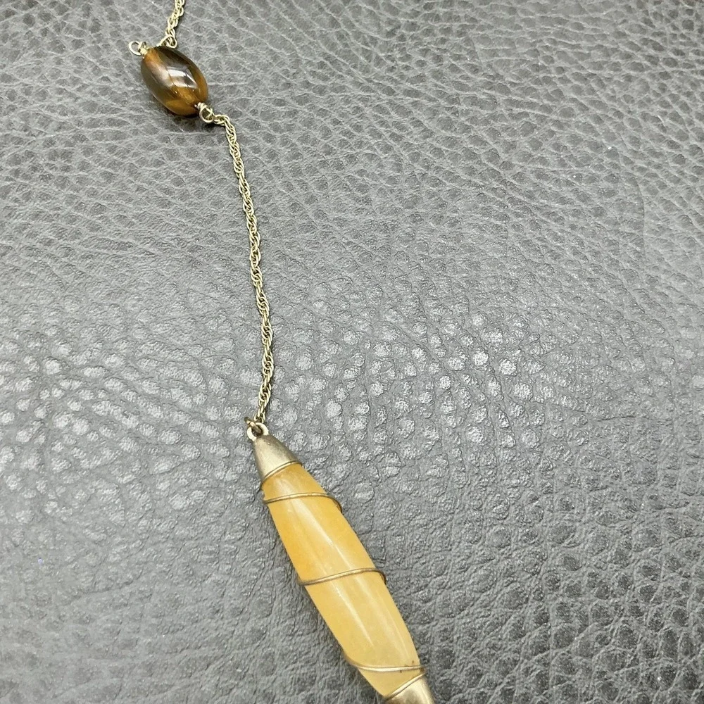 Kenneth Cole Necklace Gold Tone Multicolor Stone Beaded Station Long Chain 28